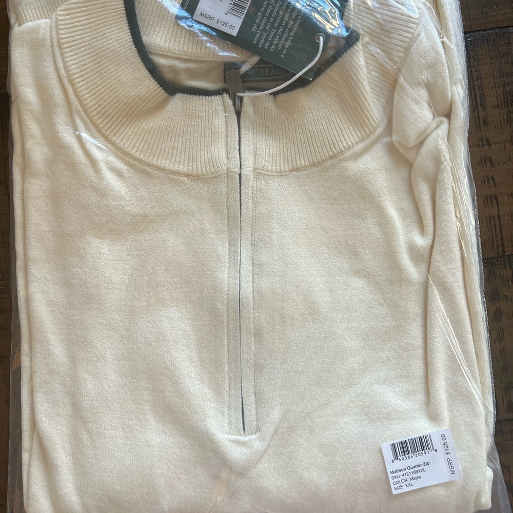 Men's Cream Zip-Up Sweater